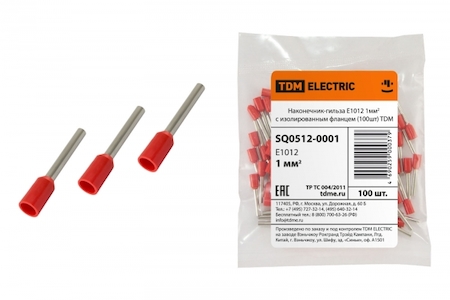 TDM ELECTRIC SQ0512-0001 Наконечник-гильза Е1012 1мм2 с изолированным фланцем (100шт) TDM